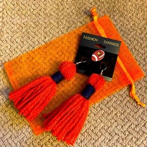 Orange Yarn Earrings